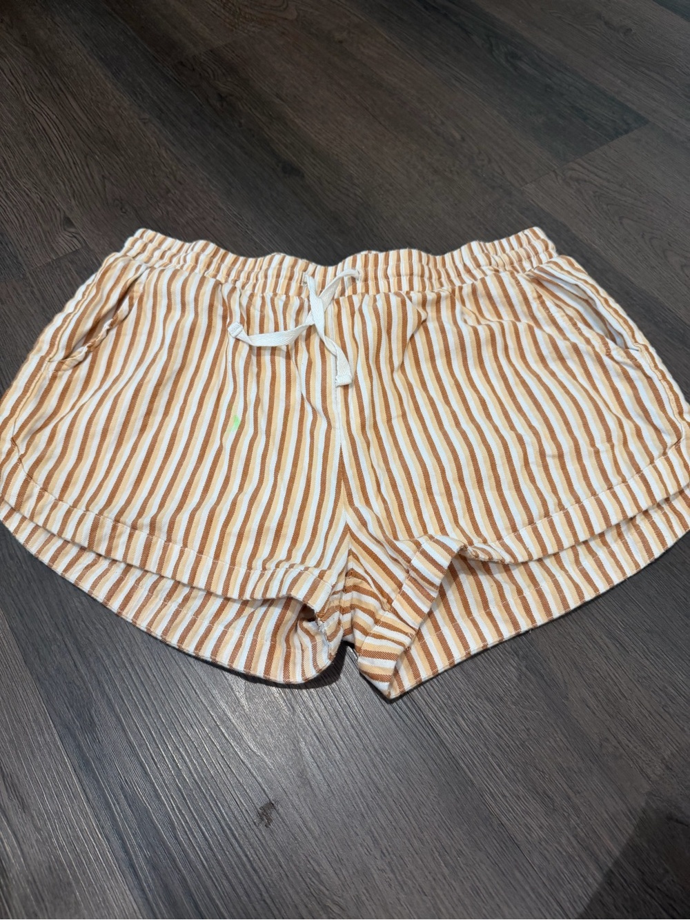 Billabong Cream & Tan Striped Drawstring Athletic Shorts